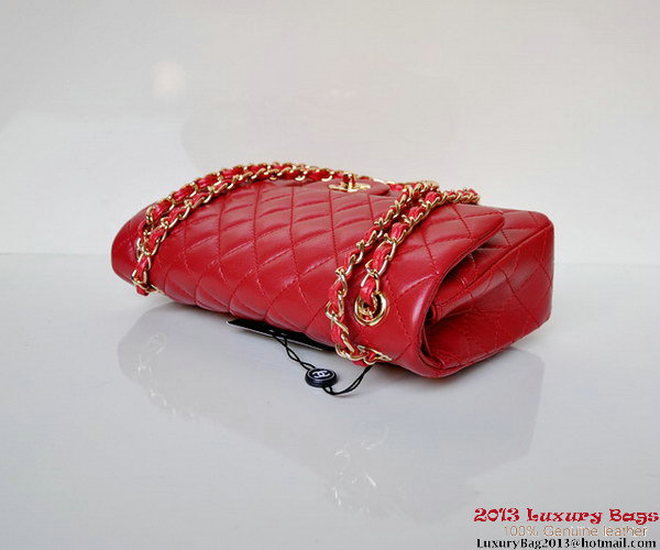 Chanel A01112 Classic Flap Bag Red Sheepskin Gold Chanel A01112 Classic Flap Bag Red Sheepskin Gold