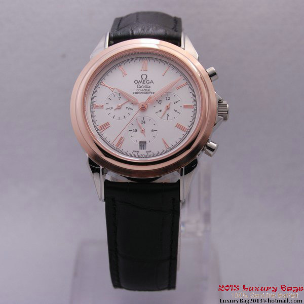 OMEGA DE VILLE CO-AXIAL Chronometer Red Gold on Black Leather Strap OM77502 OMEGA DE VILLE CO-AXIAL Chronometer Red Gold on Black Leather Strap OM77502