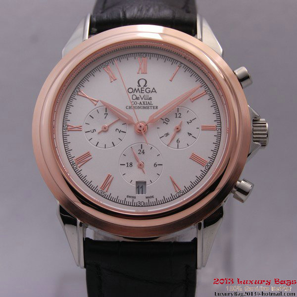 OMEGA DE VILLE CO-AXIAL Chronometer Red Gold on Black Leather Strap OM77502 OMEGA DE VILLE CO-AXIAL Chronometer Red Gold on Black Leather Strap OM77502