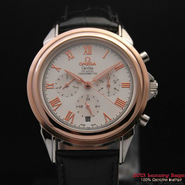OMEGA DE VILLE CO-AXIAL Chronometer Red Gold on Black Leather Strap OM77502 OMEGA DE VILLE CO-AXIAL Chronometer Red Gold on Black Leather Strap OM77502