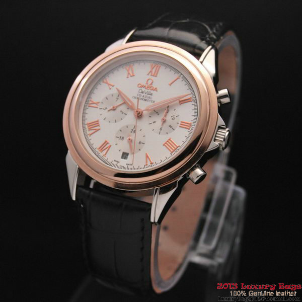 OMEGA DE VILLE CO-AXIAL Chronometer Red Gold on Black Leather Strap OM77502 OMEGA DE VILLE CO-AXIAL Chronometer Red Gold on Black Leather Strap OM77502