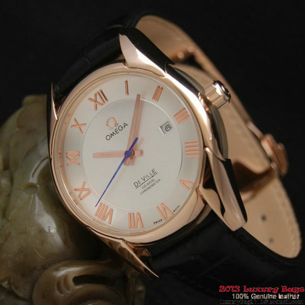 OMEGA DE VILLE Co-AXIAL CHRONOMETER Red Gold on Black Leather Strap OM77022 OMEGA DE VILLE Co-AXIAL CHRONOMETER Red Gold on Black Leather Strap OM77022