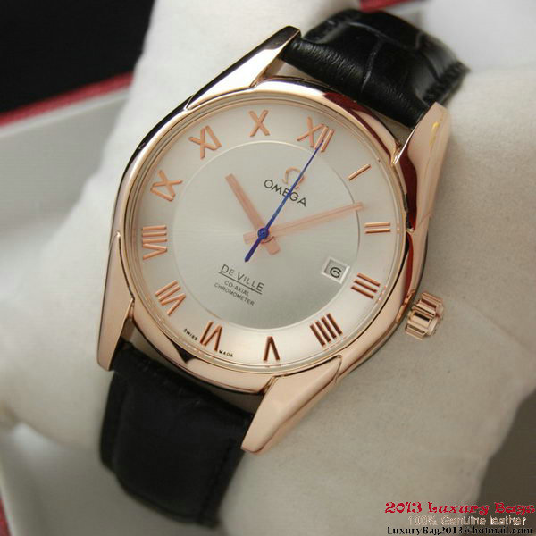 OMEGA DE VILLE Co-AXIAL CHRONOMETER Red Gold on Black Leather Strap OM77022 OMEGA DE VILLE Co-AXIAL CHRONOMETER Red Gold on Black Leather Strap OM77022