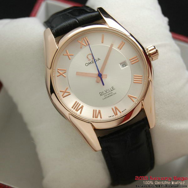 OMEGA DE VILLE Co-AXIAL CHRONOMETER Red Gold on Black Leather Strap OM77022 OMEGA DE VILLE Co-AXIAL CHRONOMETER Red Gold on Black Leather Strap OM77022