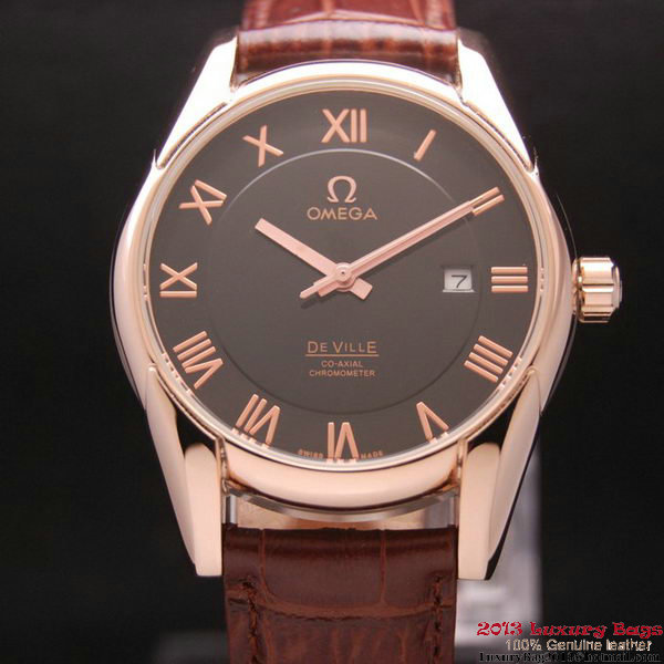 OMEGA DE VILLE Co-AXIAL CHRONOMETER Red Gold on Brown Leather Strap OM77023 OMEGA DE VILLE Co-AXIAL CHRONOMETER Red Gold on Brown Leather Strap OM77023