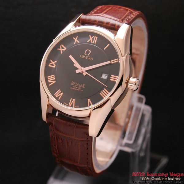 OMEGA DE VILLE Co-AXIAL CHRONOMETER Red Gold on Brown Leather Strap OM77023 OMEGA DE VILLE Co-AXIAL CHRONOMETER Red Gold on Brown Leather Strap OM77023