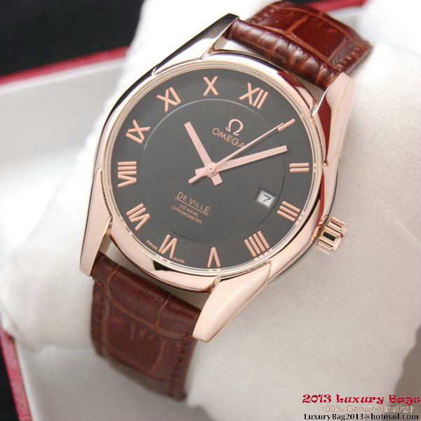 OMEGA DE VILLE Co-AXIAL CHRONOMETER Red Gold on Brown Leather Strap OM77023 OMEGA DE VILLE Co-AXIAL CHRONOMETER Red Gold on Brown Leather Strap OM77023