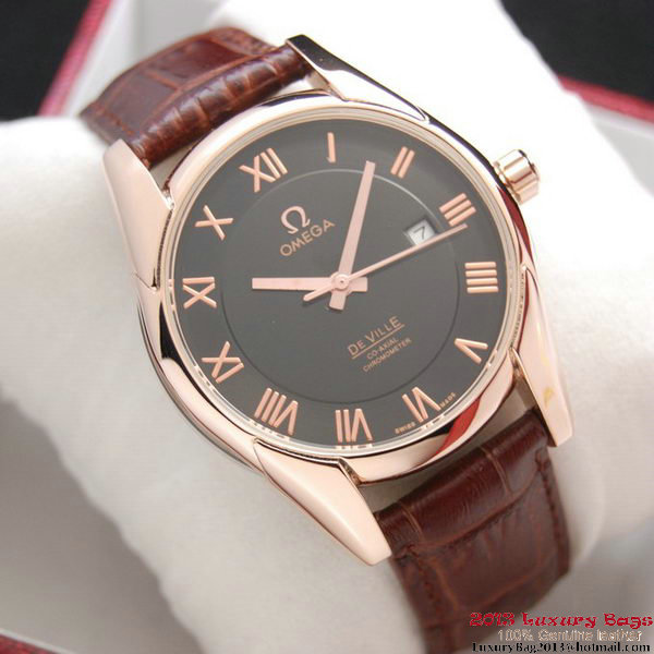 OMEGA DE VILLE Co-AXIAL CHRONOMETER Red Gold on Brown Leather Strap OM77023 OMEGA DE VILLE Co-AXIAL CHRONOMETER Red Gold on Brown Leather Strap OM77023