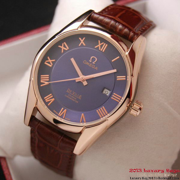OMEGA DE VILLE Co-AXIAL CHRONOMETER Red Gold on Brown Leather Strap OM77025 OMEGA DE VILLE Co-AXIAL CHRONOMETER Red Gold on Brown Leather Strap OM77025