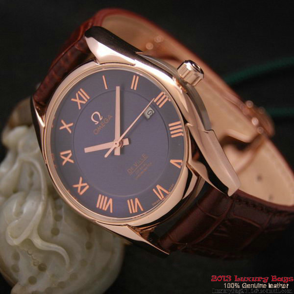 OMEGA DE VILLE Co-AXIAL CHRONOMETER Red Gold on Brown Leather Strap OM77025 OMEGA DE VILLE Co-AXIAL CHRONOMETER Red Gold on Brown Leather Strap OM77025