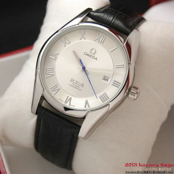 OMEGA DE VILLE Co-AXIAL CHRONOMETER Steel on Black Leather Strap OM77004 OMEGA DE VILLE Co-AXIAL CHRONOMETER Steel on Black Leather Strap OM77004