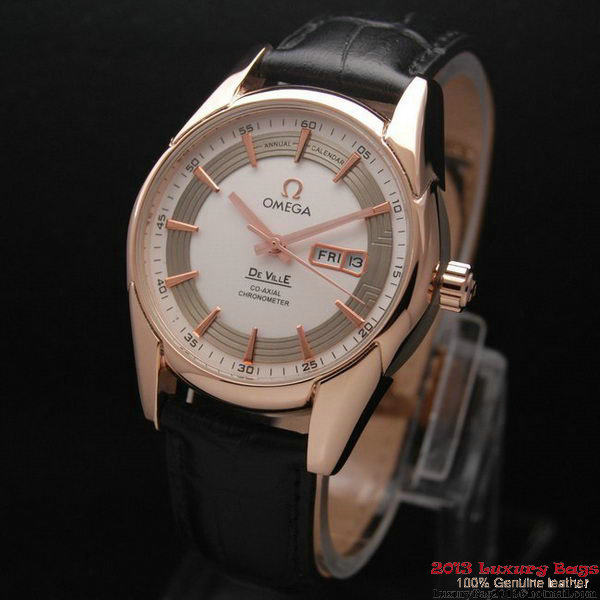 OMEGA DE VILLE HOUR VISION ANNUAL CALENDAR Red Gold on Black Leather Strap OM77120 OMEGA DE VILLE HOUR VISION ANNUAL CALENDAR Red Gold on Black Leather Strap OM77120