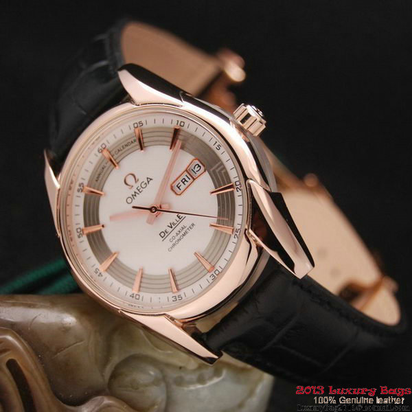 OMEGA DE VILLE HOUR VISION ANNUAL CALENDAR Red Gold on Black Leather Strap OM77120 OMEGA DE VILLE HOUR VISION ANNUAL CALENDAR Red Gold on Black Leather Strap OM77120