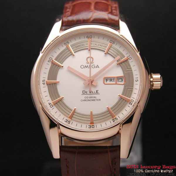 OMEGA DE VILLE HOUR VISION ANNUAL CALENDAR Red Gold on Brown Leather Strap OM77119 OMEGA DE VILLE HOUR VISION ANNUAL CALENDAR Red Gold on Brown Leather Strap OM77119