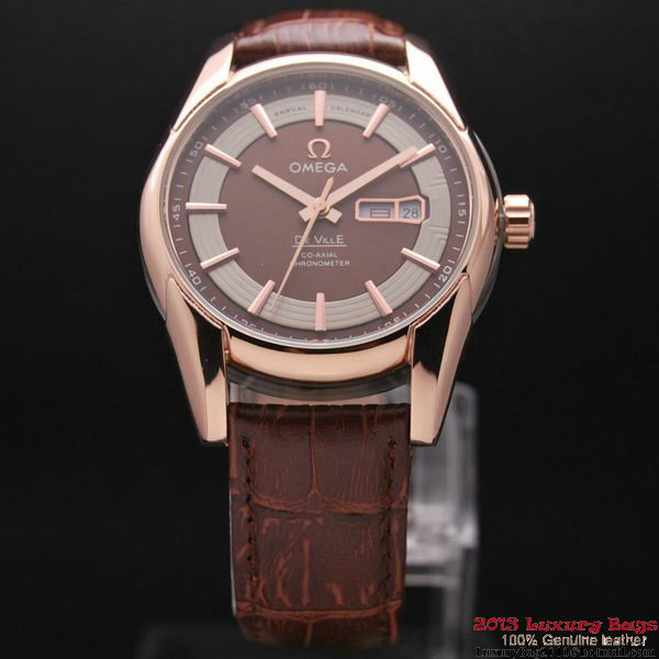 OMEGA DE VILLE HOUR VISION ANNUAL CALENDAR Red Gold on Brown Leather Strap OM77121 OMEGA DE VILLE HOUR VISION ANNUAL CALENDAR Red Gold on Brown Leather Strap OM77121