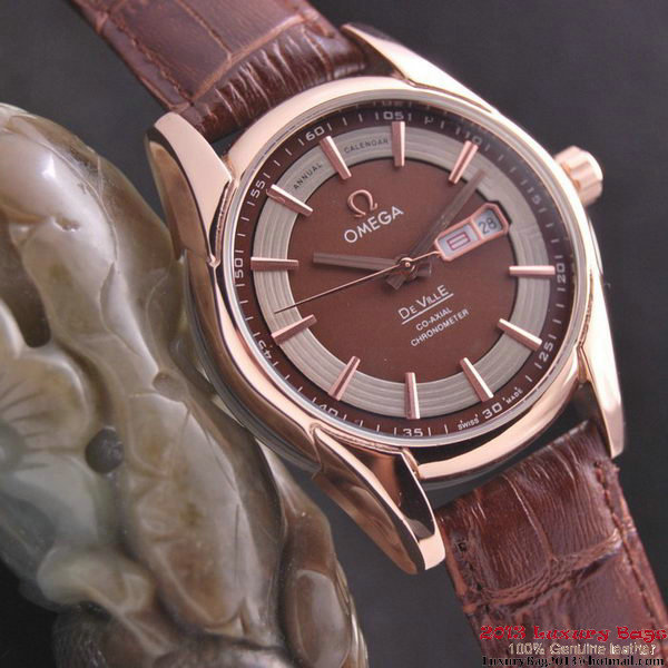 OMEGA DE VILLE HOUR VISION ANNUAL CALENDAR Red Gold on Brown Leather Strap OM77121 OMEGA DE VILLE HOUR VISION ANNUAL CALENDAR Red Gold on Brown Leather Strap OM77121