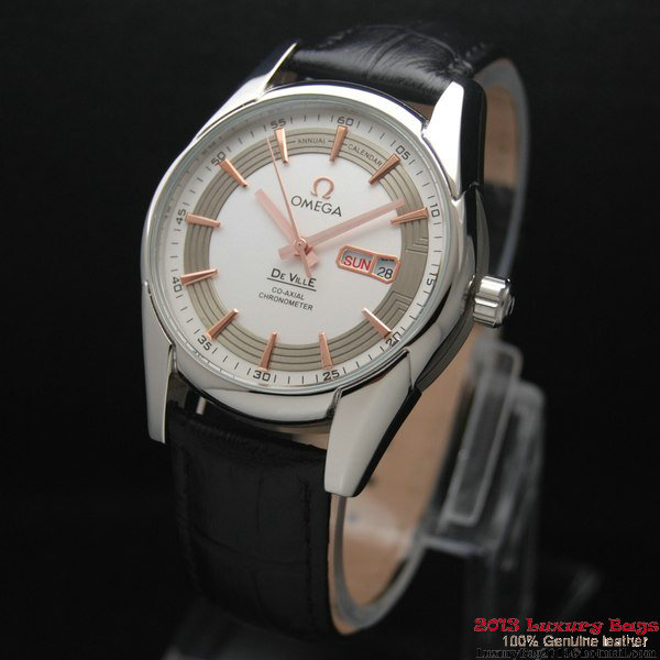OMEGA DE VILLE HOUR VISION ANNUAL CALENDAR Steel on Black Leather Strap OM77102 OMEGA DE VILLE HOUR VISION ANNUAL CALENDAR Steel on Black Leather Strap OM77102
