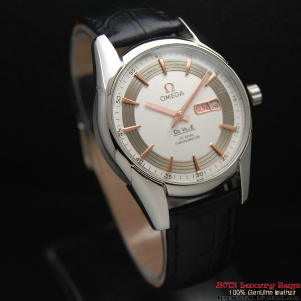 OMEGA DE VILLE HOUR VISION ANNUAL CALENDAR Steel on Black Leather Strap OM77102 OMEGA DE VILLE HOUR VISION ANNUAL CALENDAR Steel on Black Leather Strap OM77102