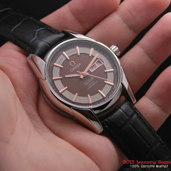 OMEGA DE VILLE HOUR VISION ANNUAL CALENDAR Steel on Black Leather Strap OM77104 OMEGA DE VILLE HOUR VISION ANNUAL CALENDAR Steel on Black Leather Strap OM77104