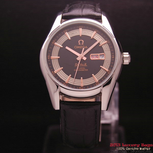 OMEGA DE VILLE HOUR VISION ANNUAL CALENDAR Steel on Black Leather Strap OM77106 OMEGA DE VILLE HOUR VISION ANNUAL CALENDAR Steel on Black Leather Strap OM77106