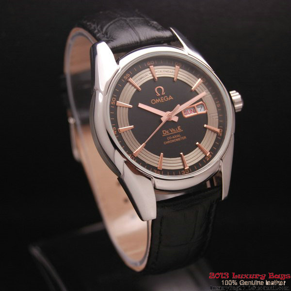 OMEGA DE VILLE HOUR VISION ANNUAL CALENDAR Steel on Black Leather Strap OM77106 OMEGA DE VILLE HOUR VISION ANNUAL CALENDAR Steel on Black Leather Strap OM77106