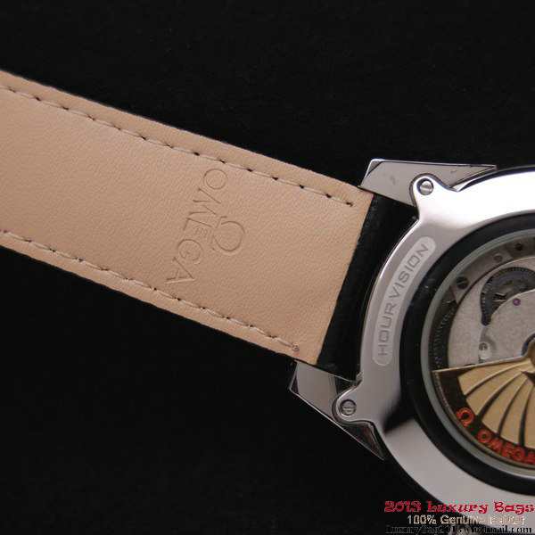 OMEGA DE VILLE HOUR VISION ANNUAL CALENDAR Steel on Black Leather Strap OM77108 OMEGA DE VILLE HOUR VISION ANNUAL CALENDAR Steel on Black Leather Strap OM77108