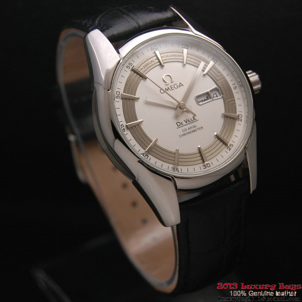 OMEGA DE VILLE HOUR VISION ANNUAL CALENDAR Steel on Black Leather Strap OM77108 OMEGA DE VILLE HOUR VISION ANNUAL CALENDAR Steel on Black Leather Strap OM77108