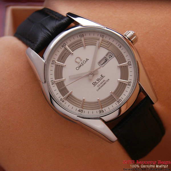 OMEGA DE VILLE HOUR VISION ANNUAL CALENDAR Steel on Black Leather Strap OM77108 OMEGA DE VILLE HOUR VISION ANNUAL CALENDAR Steel on Black Leather Strap OM77108