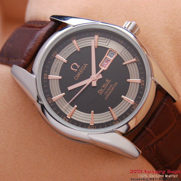 OMEGA DE VILLE HOUR VISION ANNUAL CALENDAR Steel on Brown Leather Strap OM77105 OMEGA DE VILLE HOUR VISION ANNUAL CALENDAR Steel on Brown Leather Strap OM77105
