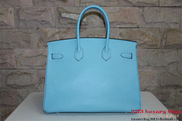 Hermes Birkin 35CM Tote Bag Light Blue Palm Pattern Leather H6089 Silver Hermes Birkin 35CM Tote Bag Light Blue Palm Pattern Leather H6089 Silver