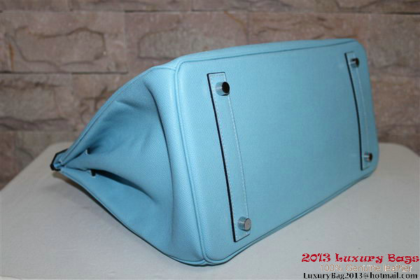 Hermes Birkin 35CM Tote Bag Light Blue Palm Pattern Leather H6089 Silver Hermes Birkin 35CM Tote Bag Light Blue Palm Pattern Leather H6089 Silver