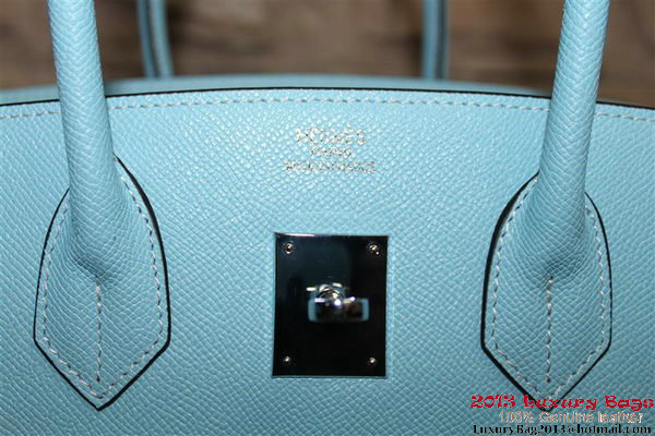 Hermes Birkin 35CM Tote Bag Light Blue Palm Pattern Leather H6089 Silver Hermes Birkin 35CM Tote Bag Light Blue Palm Pattern Leather H6089 Silver