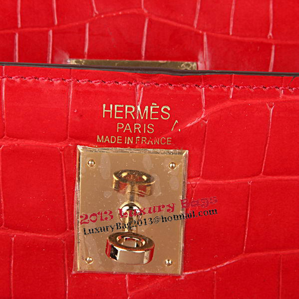 Hermes Kelly 32cm Shoulder Bags Red Iridescent Croco Leather Gold Hermes Kelly 32cm Shoulder Bags Red Iridescent Croco Leather Gold