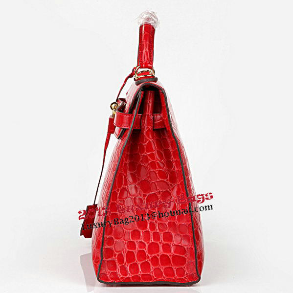 Hermes Kelly 32cm Shoulder Bags Red Iridescent Croco Leather Gold Hermes Kelly 32cm Shoulder Bags Red Iridescent Croco Leather Gold