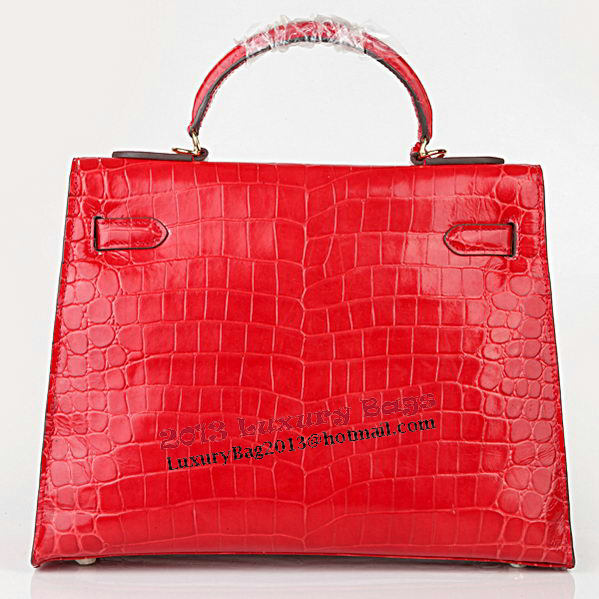 Hermes Kelly 32cm Shoulder Bags Red Iridescent Croco Leather Gold Hermes Kelly 32cm Shoulder Bags Red Iridescent Croco Leather Gold