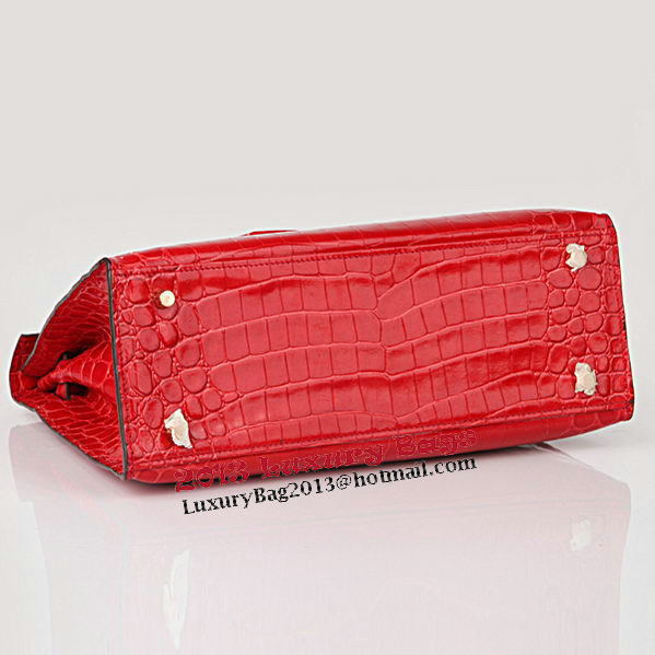 Hermes Kelly 32cm Shoulder Bags Red Iridescent Croco Leather Gold Hermes Kelly 32cm Shoulder Bags Red Iridescent Croco Leather Gold