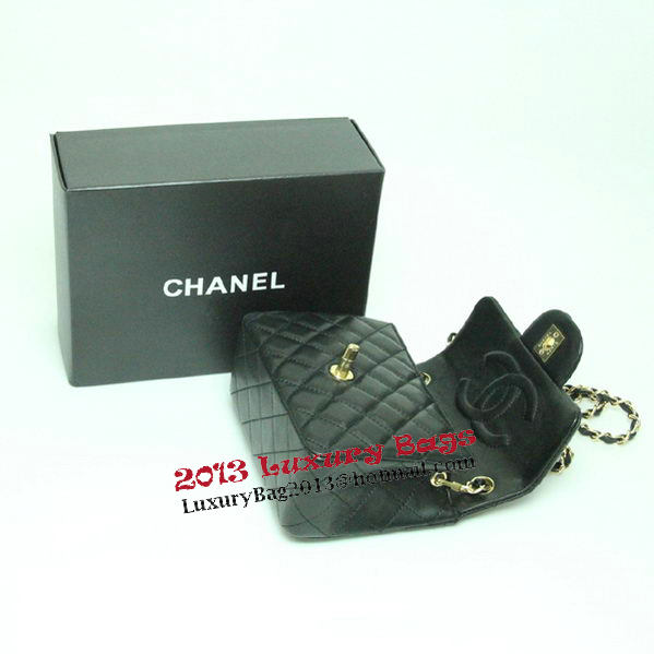 Chanel mini Classic Flap Bag Black Leather 1115 Gold Chain Chanel mini Classic Flap Bag Black Leather 1115 Gold Chain