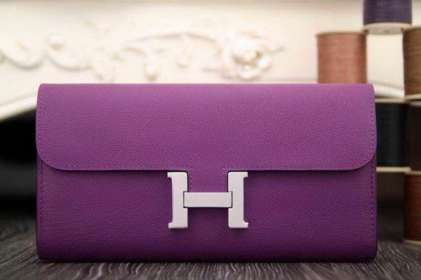 Hermes Constance Long Wallets Original Leather HA909 Purple
