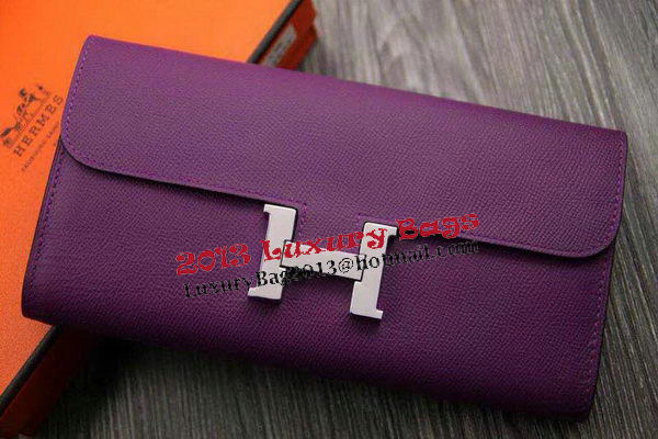 Hermes Constance Long Wallets Original Leather HA909 Purple Hermes Constance Long Wallets Original Leather HA909 Purple