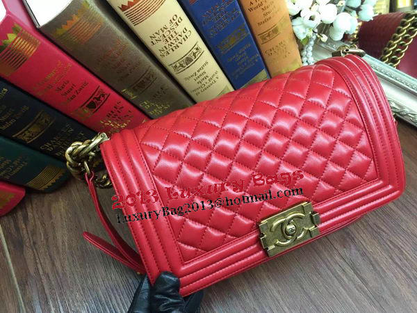 Boy Chanel Flap Shoulder Bag Sheepskin Leather A67086 Red Boy Chanel Flap Shoulder Bag Sheepskin Leather A67086 Red