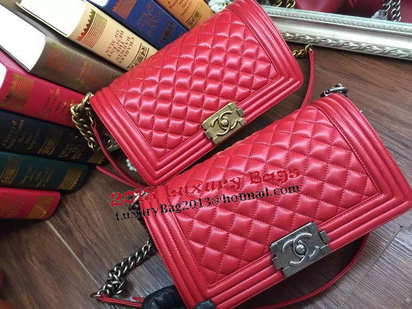 Boy Chanel Flap Shoulder Bag Sheepskin Leather A67086 Red Boy Chanel Flap Shoulder Bag Sheepskin Leather A67086 Red