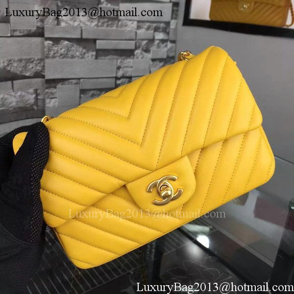 Chanel mini Classic Flap Bag Yellow Original Sheepskin Chevron Leather CHA5500 Gold Chanel mini Classic Flap Bag Yellow Original Sheepskin Chevron Leather CHA5500 Gold