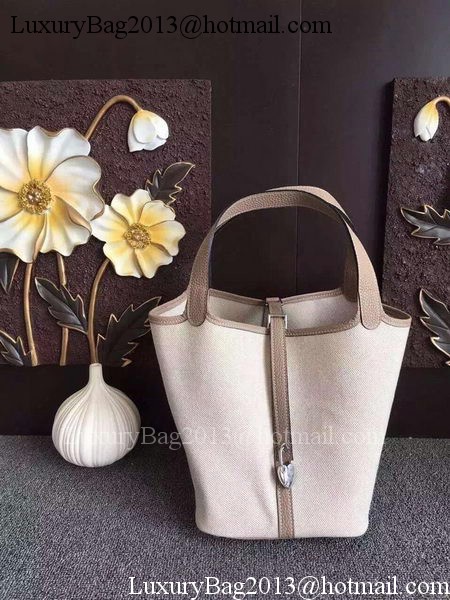 Hermes Picotin Lock 18cm Bag Canvas HPL8618T Grey Hermes Picotin Lock 18cm Bag Canvas HPL8618T Grey