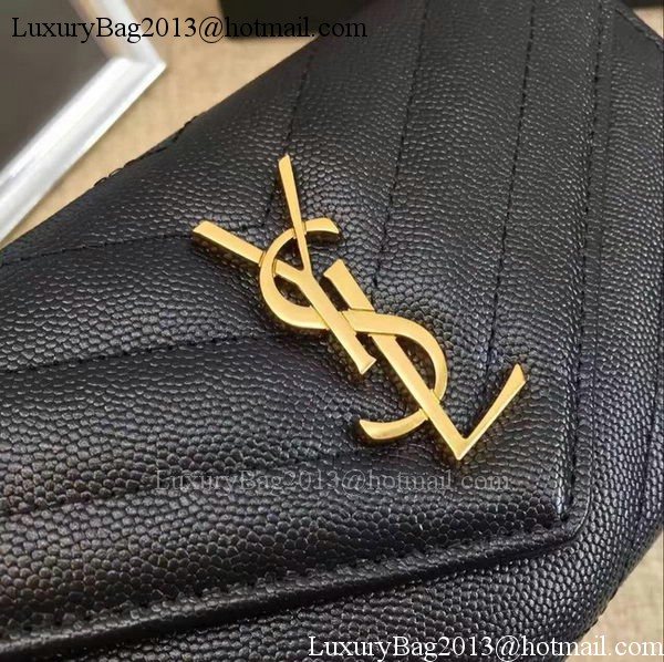 Yves Saint Laurent Monogramme Calfskin Leather Flap Wallet Y38202 Black Yves Saint Laurent Monogramme Calfskin Leather Flap Wallet Y38202 Black