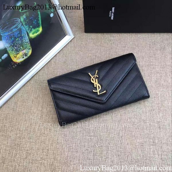 Yves Saint Laurent Monogramme Calfskin Leather Flap Wallet Y38202 Black Yves Saint Laurent Monogramme Calfskin Leather Flap Wallet Y38202 Black
