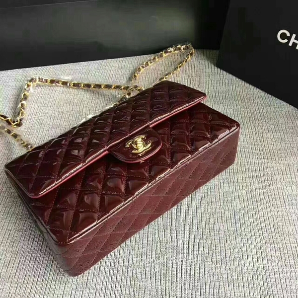 Chanel Flap Shoulder Bags Coffee Original Patent Leather CF1112 Gold Chanel Flap Shoulder Bags Coffee Original Patent Leather CF1112 Gold