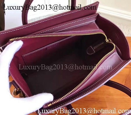 Celine Luggage Nano Tote Bag Original Leather CC3560 Wine Celine Luggage Nano Tote Bag Original Leather CC3560 Wine