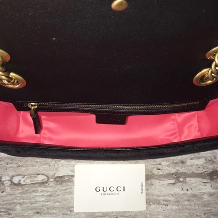 Gucci GG Marmont Chevron Velvet Shoulder Bag 443497 Black Gucci GG Marmont Chevron Velvet Shoulder Bag 443497 Black