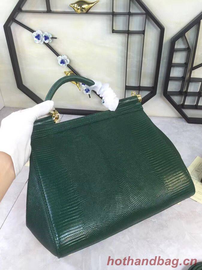 Dolce & Gabbana SICILY Lizard Pattern Tote Bag BB4137 Green Dolce & Gabbana SICILY Lizard Pattern Tote Bag BB4137 Green