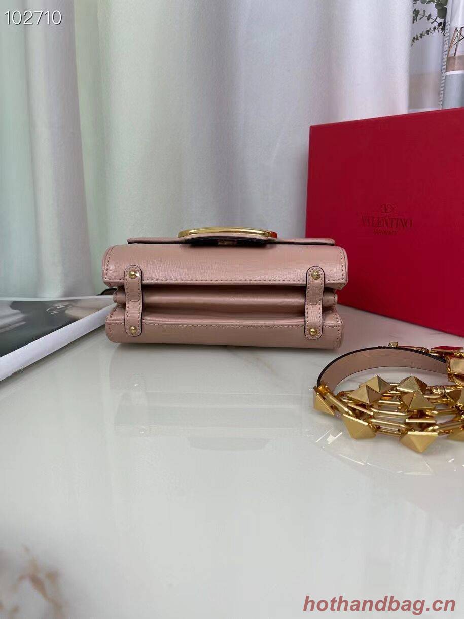 VALENTINO GARAVANI Stud Sign Grained Calfskin Shoulder Bag V0196 pink VALENTINO GARAVANI Stud Sign Grained Calfskin Shoulder Bag V0196 pink